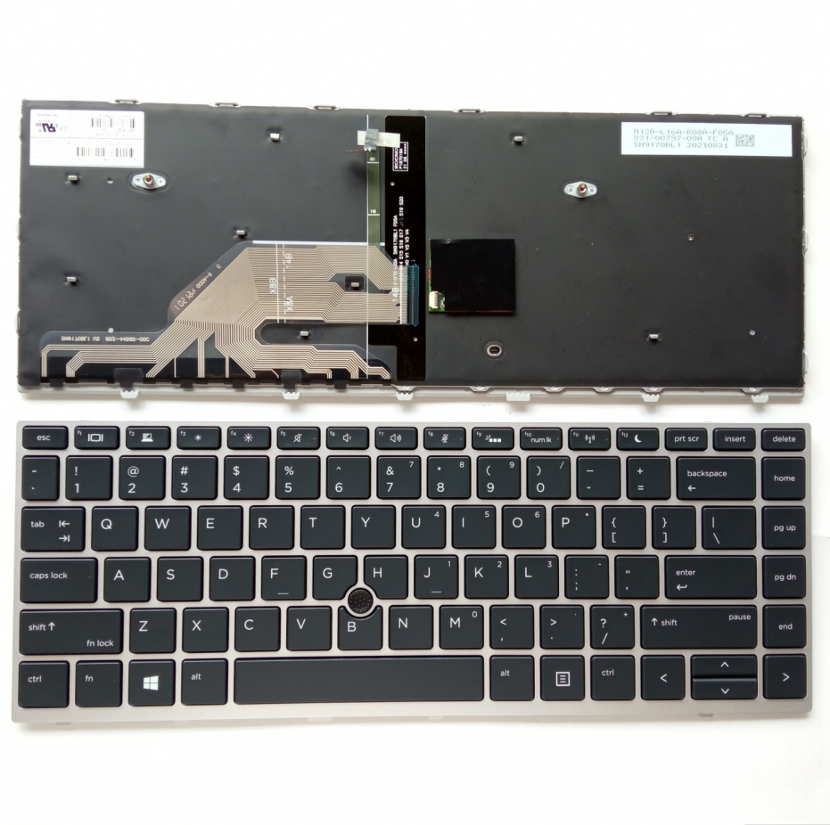 Picture of New Replacement Laptop Keyboard For HP 640G5/645G5/440G5/445G5 SILVER FRAME BLACK With Point Backlit US Layout